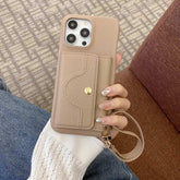 Brieftaschen-Telefonhülle mit Trageband und Spiegel für die iPhone 11-Serie